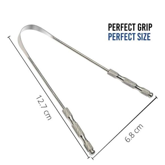 Metal Tongue Scraper with Case, Pack of 2 - Picture 2 of 5